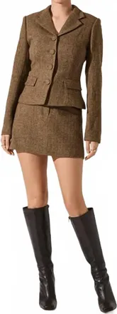 Astr Bella Skirt In Brown Herringbone