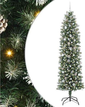 vidaXL Árbol Navideño Artificial Delgado con 300 LED verde y 240 cm vidaXL
