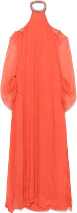 Amen Abito lungo in seta con chiffon - Rosso