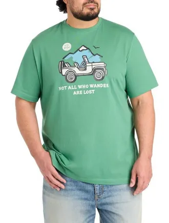 Life is good Big & Tall Not All Who Wander Are Lost Graphic T-Shirt in Green at Nordstrom, Size 5X Big
