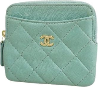 Chanel Pre-owned Coin Purse - Dames - Pre-owned - Groen - Maat: ONE Size Leer