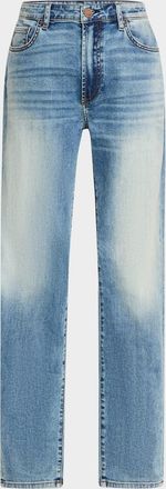 Monfrere Mens Brando Faded Slim-Straight Jeans