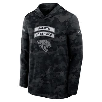 Nike Jacksonville Jaguars Salute to Service Sideline Nike Mens Dri-FIT NFL Long-Sleeve Hooded Top in Black | 03B90ILOA2F-YUN