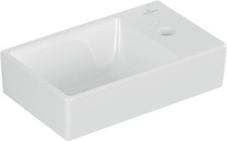 Villeroy & Boch Avento - Lavamanos 36x22 Cm, Sin Rebosadero, 1 Orificio Para El Grifo A La Derecha, Ceramicplus, Blanco Alpino 43003lr1