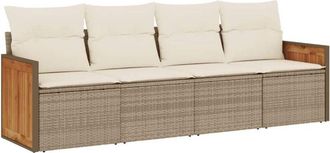vidaXL Juego De Sof&aacute;s Jard&iacute;n Con Cojines 4 Pzas Rat&aacute;n Sint&eacute;tico Beige Vidaxl