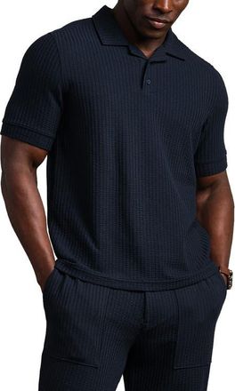 Rhone Casual Seersucker Polo in True Navy at Nordstrom, Size Xx-Large