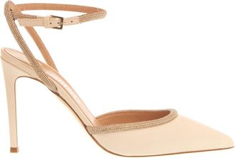 Ninalilou Slingback leren pumps met Swarovski - Dames - Pumps - Wit - 36 1/2 EU - Leer - Schoenen
