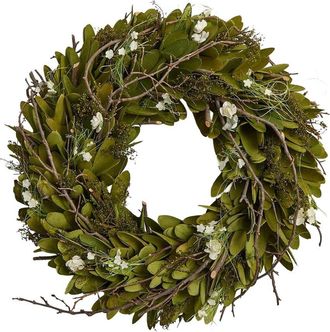 Two's Company Hand-Crafted Carved Willow Wood Wreath