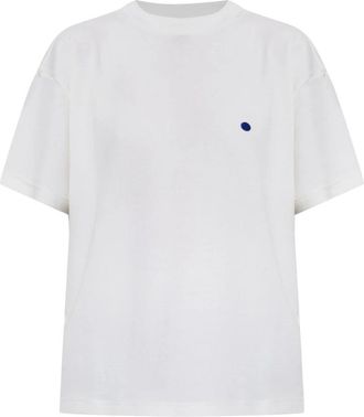 Jil Sander T-shirt met ronde hals - Dames - T-shirts - Wit - M - Katoen - Tops