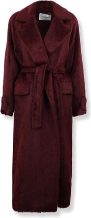 Max Mara Albata Coat - Dames - Jas met riem - Rood - 3XS - Wol - Jassen