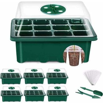 OEM Mini Invernadero Para Plantas, 6 Piezas, 72 Celdas, Bandeja De Semillas Para Interiores, Bandeja Para Pl&aacute;ntulas, Vivero, Caja De Cultivo Con Tapa Dura