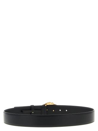 Versace Gold Medusa Buckle Belt - Black