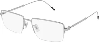 Montblanc MB0113O001 Rectangle Semi Rim Eyeglasses - Silver