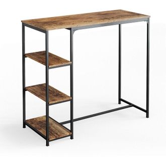 Vicco Tavolo bar alto Fyrk, Legno antico, 120 x 50 cm con ripiani, Vicco