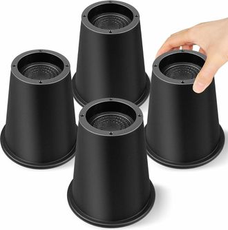 OEM Juego De 4 Elevadores De Cama Redondos De 15 Cm (6 Pulgadas) - Duraderos - Para Escritorio, Sof&aacute;, Mesa - Negros - 15 Cm (6 Pulgadas)
