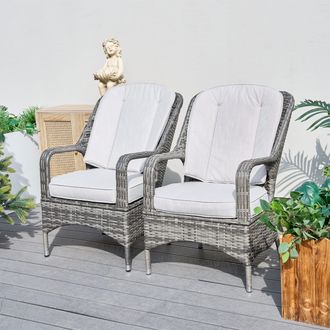 Direct Wicker 2-Piece Outdoor PE Rattan Dining Chairs, Grey | Size: 1 Pack