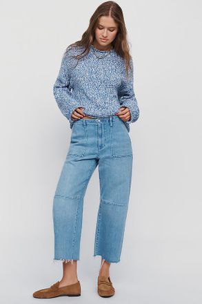 LE JEAN Petite Mid Rise Barrel Leg Utility Jeans