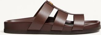 Valentino Garavani Sandalo Slide Studshield In Vitello Uomo BARK BROWN 41.5