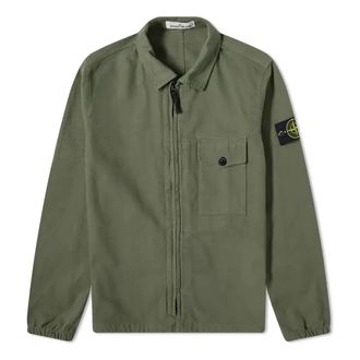 Stone Island Garment Dyed Zip Shirt Overshirt Sage 751510704-V0055