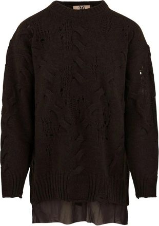 Aniye By Tina Maxi-Pull Trui - Dames - Ronde hals truien - Bruin - XS - Wol - Truien & Vesten