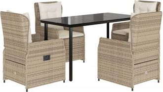vidaXL Set Comedor De Jard&iacute;n 5 Pzas Con Cojines Rat&aacute;n Sint&eacute;tico Beige Vidaxl