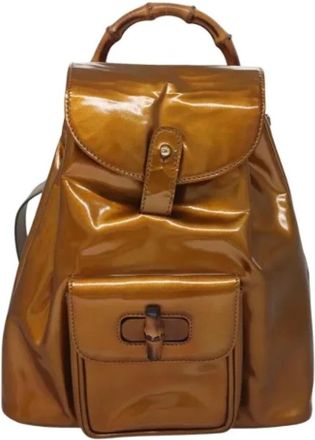 Gucci Pre-owned Leather backpacks - Dames - Vintage Rugzakken - Geel - ONE Size - Leer - Vintage