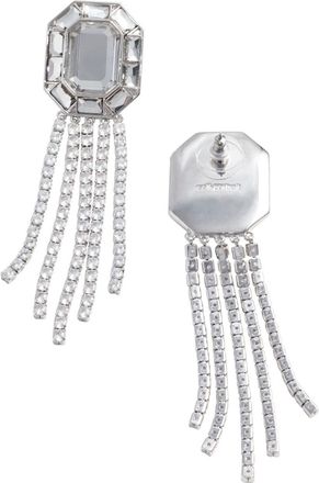 Self Portrait Womens Drop Earrings Silver Crystal Droplet Metallic Metal