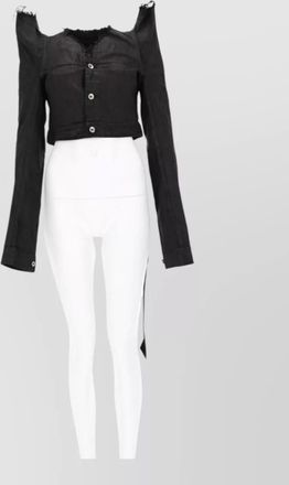 Rick Owens denim frayed cropped jacket