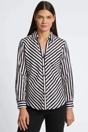 Foxcroft Mary Essential Stretch No Iron Shirt In Silver Birch& Gingham