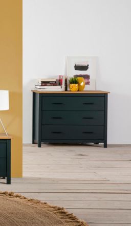 Les Tendances C&oacute;moda De Madera Maciza De Pino Y Azul Miranda 100x40x80h