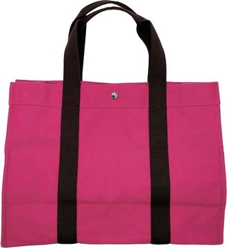 Herm&egrave;s Brown Pink Canvas Tote Bag (Pre-Owned)