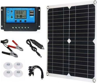 OEM Kit De Panel Solar Monocristalino De 18 V Y 25 W, Cargador De Tel&eacute;fono M&oacute;vil Con Doble Usb Para Acampar Al Aire Libre, Resistente Al Agua, Con Control