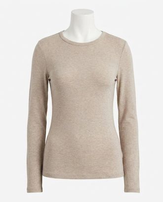 Z Supply Second Skin Crew Long Sleeve Top In Natural Heather