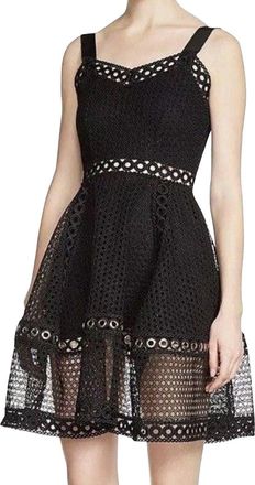 Maje Womens Fit / Flare Polyester Lace Eyelet Trim Dress (3)