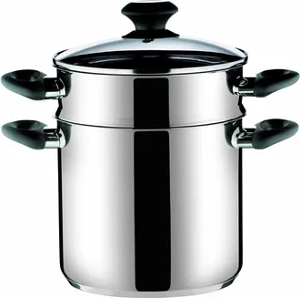 Tescoma Pentola Cm 22 Pastaiola Acciaio Inox, Coperchio Vetro, 7,5 Lt