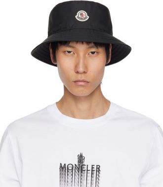 【関税＆送料込み】Moncler Cotton Blend Bucket Hat Accessor NWT Moncler x Barbour Bucket Hat Black Waxed Cotton Logo | eBay
