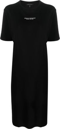 A|X Armani Exchange logo-print side-slit T-shirt dress - women - Cotton - S - Black