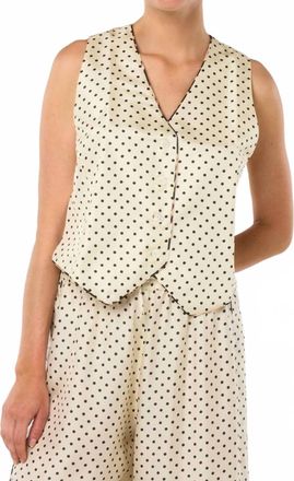LA PRESTIC OUISTON Serveuse Vest Jacket In Pois Noir Ecru