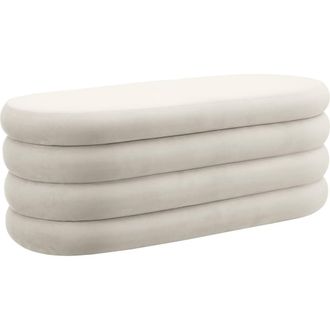 TecTake Bench Altu - With Velvet Or Boucl&eacute; Cover, Padded, Hallway Storage in Cream