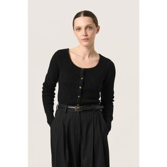 Soaked In Luxury Sltuesday Slim Fit Button Cardigan in Black at Nordstrom, Size Xx-Large