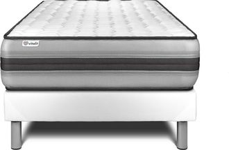 VITALIT Vitalit - Base Tapizada Blanco + Colch&oacute;n Con Muelles Y Viscoel&aacute;stica 90 X 190