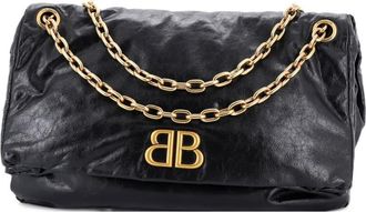 Balenciaga Monaco Chain Flap Leather Large shoulder bag - women - Calf Leather - One Size - Black