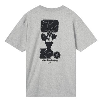 Nike Mens Nike Loose Pattern Printing Round Neck Casual Loose Short Sleeve Dark Grey T-Shirt DQ1906-063