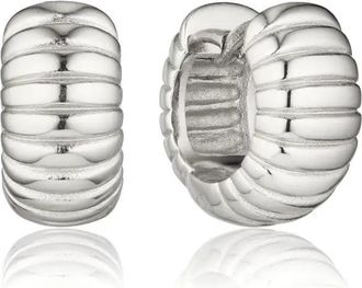 Lily & Roo Silver Ribbed Texture Huggie Hoop Earrings