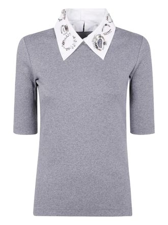 Fabiana Filippi crystal-embellishment T-shirt - Grey