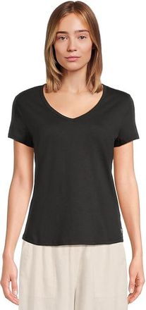Toad&Co Marley Short Sleeve V T-Shirts Womens Clothing True Black : XS, Cotton/Elastane/Lyocell