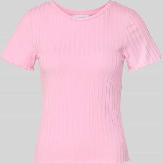 Rich & Royal T-Shirt aus Viskose-Mix in Ripp-Optik in Rosa, Gr&ouml;&szlig;e XL