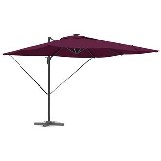 Berkfield Home Modern Cantilever Roma Parasol with LEDs in Bordeaux Red, 286 x 2 in Burgundy