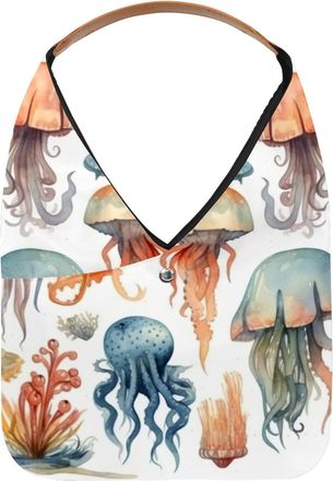 Generic Jellyfish Reusable Lightweight Grocery Bags - Foldable Into Compact Pouch, Washable & Sturdy, Multipurpose for Shopping and Travel