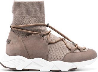 PESERICO suede-panelled toggle sneakers - women - Fabric/Fabric/Calf Leather/Rubber - 37 - Brown